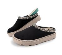 JOMIX Sabots Fourrés Femme Hiver Mule d’intérieur Chaude Semelle Épaisse Légère Antidérapante Plateforme Doublure Fausse Fourrure Confort Chaussures Maison Cocooning ESW2529 Noir 38