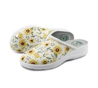 JOMIX Sabots Infirmière Femme Fabriqués en Italie Semelle Intérieure Confort Anatomique et Semelle Antidérapante pour Hôpital Clinique et Maison de Retraite ITD2210 Tournesols 36