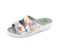 JOMIX Sandales Femme Compensé avec Scratch Chaussons d'été Orthopédique Confortables Sabots Anatomiques Fabriqué en Italie, TD2050, Rose Fleurs, 39 EU