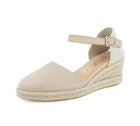 JOMIX Sandales Femmes Espadrilles Femme Compensées d'été Élégantes Réglable avec Boucle Fabriqué en Espagne (Beige, 38)