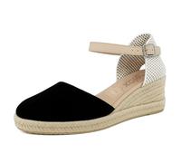 JOMIX Sandales Femmes Espadrilles Femme Compensées d'été Élégantes Réglable avec Boucle Fabriqué en Espagne (Noir, 41)