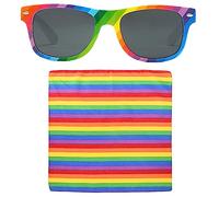 Jomnvo Bandana arc-en-ciel avec lunettes de soleil arc-en-ciel Gay Pride Accessoire de déguisement LGBT