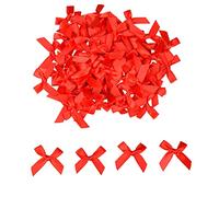 Jomnvo Lot de 100 mini nœuds en ruban de satin rouge pour loisirs créatifs, décoration de mariage, fabrication de cartes et décorations