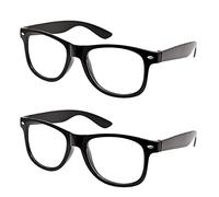 Jomnvo Lot de 2 lunettes de nerd rétro avec monture noire pour soirée costumée, Noir , Taille unique