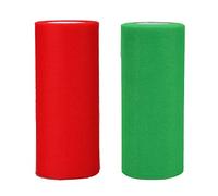 Jomnvo Lot de 2 rouleaux de ruban de tulle de Noël rouge et vert pour décoration de table de Noël, décoration de fête, emballage artisanal, nœud de fille, tutu