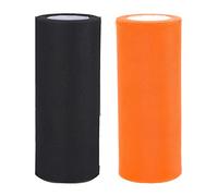 Jomnvo Lot de 2 rouleaux de ruban en tulle pour Halloween - Noir et orange - Pour décoration de table et de fête - Pour loisirs créatifs et tutu