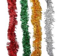 Jomnvo Lot de 8 guirlandes de Noël métalliques rouges vertes dorées argentées à suspendre pour décoration de sapin de Noël