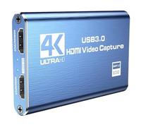 JOMOCARE Carte de capture 4K HDMI vers USB 3.0, 1080p 60 fps, carte de capture audio vidéo pour carte de capture de jeu, Nintendo Switch, streaming, fonctionne avec PS4/PS5/PC/OBS/caméra/Xbox (bleu)