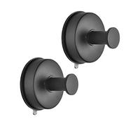 JOMOLA Lot de 2 crochets à ventouse en acier inoxydable pour serviettes de salle de bain, ustensiles de cuisine, noir mat