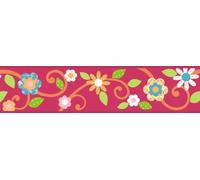 Jomoval RoomMates Peel & Stick Border Scroll Floral Magenta Orange