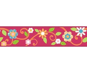Jomoval RoomMates Peel & Stick Border Scroll Floral Magenta Orange