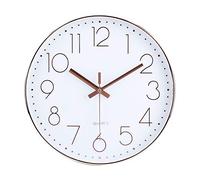 jomparis 30 CM Silent Non-Ticking Grande Horloge Murale silencieuse sans tic tac décorative pour Cuisine Salon Chambre Bureau (Or Rose)