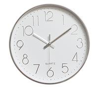 jomparis Horloge Murale Moderne, 30 CM Large décoratif Universel silencieuse sans tic tac intérieur Quartz Ronde Murale Horloge Non-Coque pour Salon Cuisine Bureau (Argent)