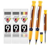 JOMPENS Engineer & Architect Trousse de crayons de charpentier 2,8 mm - 2 crayons de marquage métalliques robustes + 27 recharges de mine, travail du bois double mode, chantier, bricolage à domicile