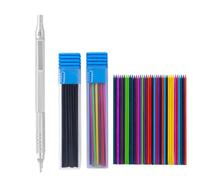 JOMPENS Ensemble de porte-mines en métal de 2 mm avec 72 recharges colorées 2B et 2 boîtes, crayons automatiques pour peinture de croquis pour bureau, papeterie (argenté)