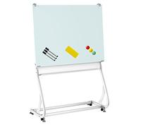 JOMUSAGA Tableau Blanc en Verre avec Support Mobile en Forme de S, Tableau Blanc Magnétique, Écriture Stable, Sans Secousse, Approprié Pour le Bureau, la Formation et le Domicile 90 x 120 cm