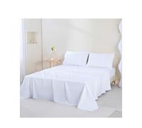 Jomy Ensemble de Draps 4 Pièces Coton Égyptien Satiné 300 Fils Lit 2 Personnes 140x200 Drap-Housse 140x200x28, Drap Plat 240x280 2 Taies d’Oreiller 50x75 Blanc