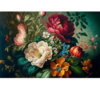 Jomzuci Peinture par numéros pour adultes, peinture par numéros, fleurs, débutants, avec pinceaux en toile, pigment acrylique, pour cadeaux et décoration murale de la maison, sans cadre, 40 x 50 cm