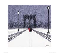 Jon Barker (Nighttime Stroll Across Brooklyn Bridge - New York 60 x 60 cm Toile Imprimée