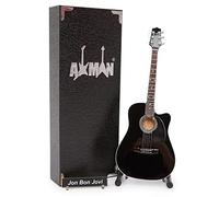 Jon Bon Jovi (Bon Jovi) Réplique de guitare miniature - Cadeaux musicaux - Ornement fait à la main - Comprend une boîte de présentation, une étiquette de nom et un support de guitare miniature