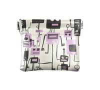 Jon Klassen Porte-monnaie en cuir avec fermoir unique pour femme Motif robots Violet