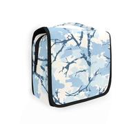 Jon Klassen Sac de voyage style camouflage bleu ciel avec crochet de suspension Sac de soins de la peau Essentials avec compartiments et poignée