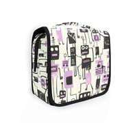 Jon Klassen Trousse de maquillage légère avec crochet de suspension Motif robots Violet