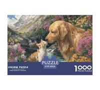 Jon_kurishita_A_Golden_Retriever_Kissing_a_Very_Cute_Kitten_Dur_811b7898-7677-4e4b-b354-49a553686e3b Carton À Bords Lisses Excellent pour La Relaxation Mentale, L’entraînement Cérébral Et La Réductio