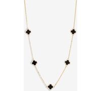 Jon Richard Jon Richard Black Plated And Jet Station Clover Necklace