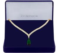 Jon Richard Jon Richard Gold Tone Cubic Zirconia Emerald Green Pear Drop Gift Boxed Collar Necklace