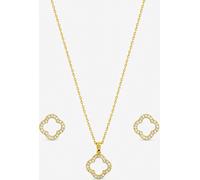 Jon Richard Jon Richard Gold Tone Cubic Zirconia Open Clover Set Gift Box