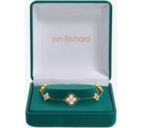 Jon Richard Jon Richard Gold Tone Jet Crystal Clover Bracelet Gift Box