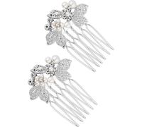 Jon Richard Jon Richard Silver Jessica Mini Floral Comb 2 Pack - Gift Pouch Silver One