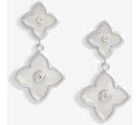 Jon Richard Jon Richard Silver Tone Mother Of Pearl Clover Double Drop Earrings