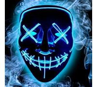 Jonami Masque Halloween LED, Masque Effrayant Lumière Purge Pour Adultes Lumineux Visage, 3 Modes Clignotements Pour Carnavals, Bals Masqués et les Soirées Costumées