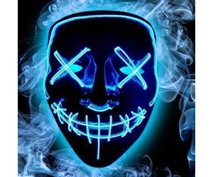 Jonami Masque Halloween LED, Masque Effrayant Lumière Purge Pour Adultes Lumineux Visage, 3 Modes Clignotements Pour Carnavals, Bals Masqués et les Soirées Costumées