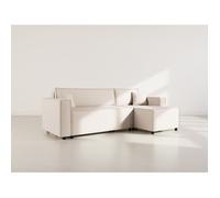 Bestmobilier - Jonas - canapé d'angle réversible 4 Places Convertible avec Coffre en Tissu texturé, Beige