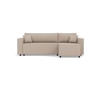 Bestmobilier - Jonas - canapé d'angle réversible 4 Places Convertible avec Coffre en Tissu texturé, Beige