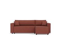 Jonas - canapé d'angle réversible 4 places convertible avec coffre en tissu texturé - Rose