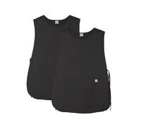 JONATHAN UNIFORM 2 Pack Tablier de Cuisine Femme 2 Poches, Blouse Medicale Sans Manches Pharmacie, Blouse Femme de Ménage pour Nettoyage Ecole Peintre (Noir Long, M)