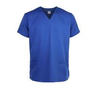 JONATHAN UNIFORM Blouse Medecin Homme 2 Poches Manche Courte, Col V Blouse Médicale Dentiste Tenue Infirmiere Professionnelle Aide Soignante (Bleu, S)