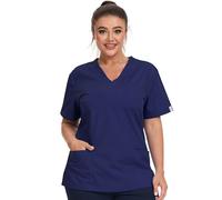 JONATHAN UNIFORM Blouse Medicale Femme 3 Poches, Tenue Aide Soignante Professionnelle Tunique Médicale Manche Courte pour Medecin Dentiste Infirmiere (Bleu, XL)