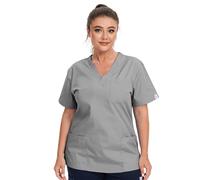 JONATHAN UNIFORM Blouse Medicale Femme 3 Poches, Tenue Infirmiere Professionnelle Blouse Hopital pour Dentiste Vétérinaire Aide Soignante (Gris, L)