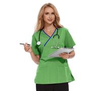 JONATHAN UNIFORM Blouse Medicale Femme Estheticienne Professionnelle,Col en Y, Poches Multifonctionnelles, 6 Couleurs, Vêtements de Travail et Uniformes, Aide Soignante