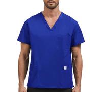 JONATHAN UNIFORM Blouse Médicale Homme 3 Poches Manches Courtes, Vêtements Médicals Tenue Infirmiere Professionnelle Tenue Médecin (Royal Bleu, 3XL)