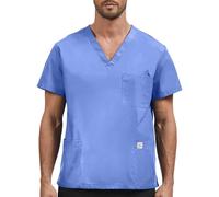 JONATHAN UNIFORM Blouse Médicale Homme Coton 3 Poches, Manches Courtes, Col V - Tenue Médecin, Vêtements Médicaux (Ciel Bleu, 3XL)