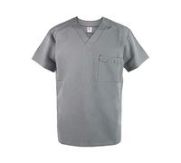 JONATHAN UNIFORM Blouse Medicale Homme Manches Courtes Poche, Col V Tunique Médicale Uniforme Medical Tenue Infirmiere Professionnelle Medecin Dentiste (Gris, XL)