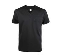 JONATHAN UNIFORM Blouse Medicale Homme Tenue Aide Soignante Professionnelle Manches Courtes Poche pour Medecin Dentiste Clinique Pharmacie (Noir, S)