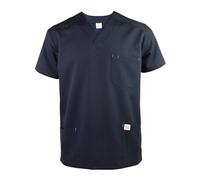 JONATHAN UNIFORM Col V Blouse Medicale Homme Stretch Manche Courte 3 Poches Vêtements Médicals, Tenue Infirmiere Professionnelle Blouse Medecin Dentiste (Marine Bleu, M)