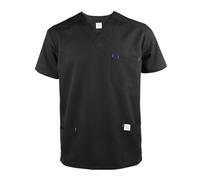 JONATHAN UNIFORM Col V Blouse Medicale Homme Stretch Manche Courte 3 Poches Vêtements Médicals, Tenue Infirmiere Professionnelle Blouse Medecin Dentiste (Noir, S)